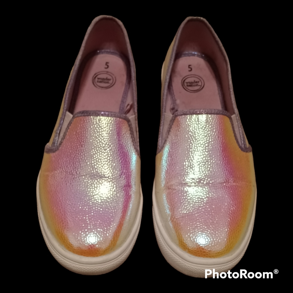 Wonder Nation Iridescent Slip Ons